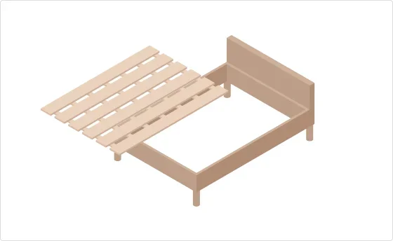 イラスト：ベッドの床板を取り外す