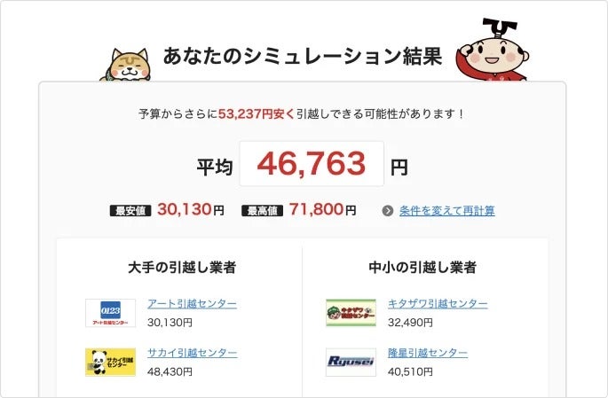 キャプチャー画像：あなたのシミュレーション結果