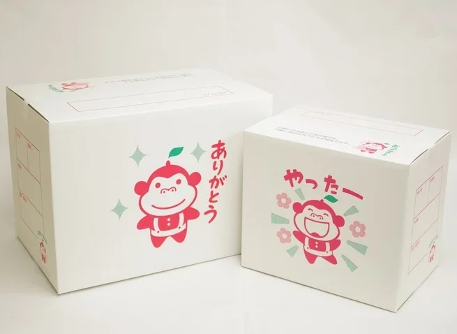 写真：ダンボールは大小2種類をご用意。アップル引越センターのダンボールが写っている写真。