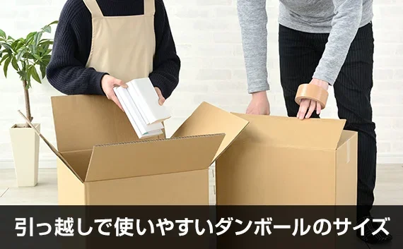 写真：引っ越しで使いやすいダンボールのサイズ。ダンボールに本を入れている様子の写真。