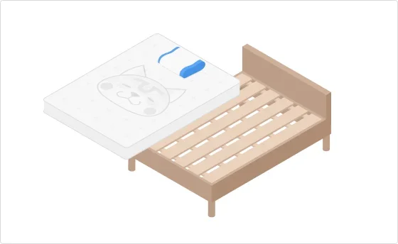 イラスト：ベッドからマットレスやシーツなどを取り外す