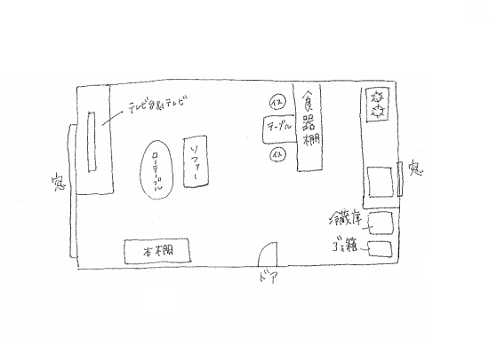 イラスト：間取りの手書きイラスト。