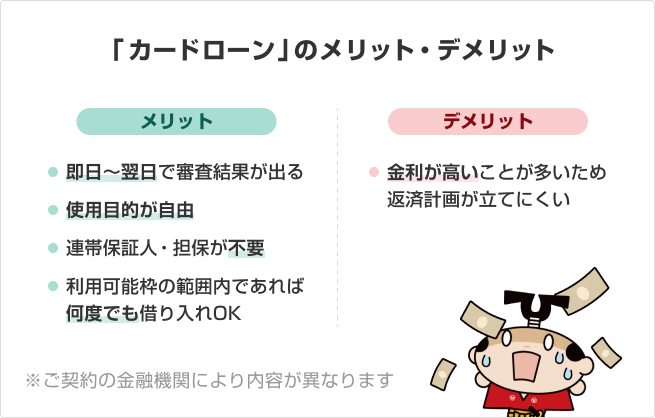イラスト・図：「カードローン」のメリット・デメリット