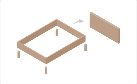 イラスト：ヘッドボードや脚を外しているイラスト。