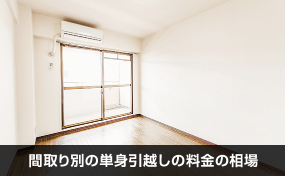写真：間取り別の単身引越しの料金の相場。家具家電が置いていない部屋の写真。