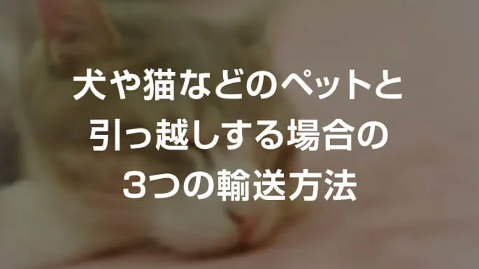 ペットの引越し方法（犬や猫など）